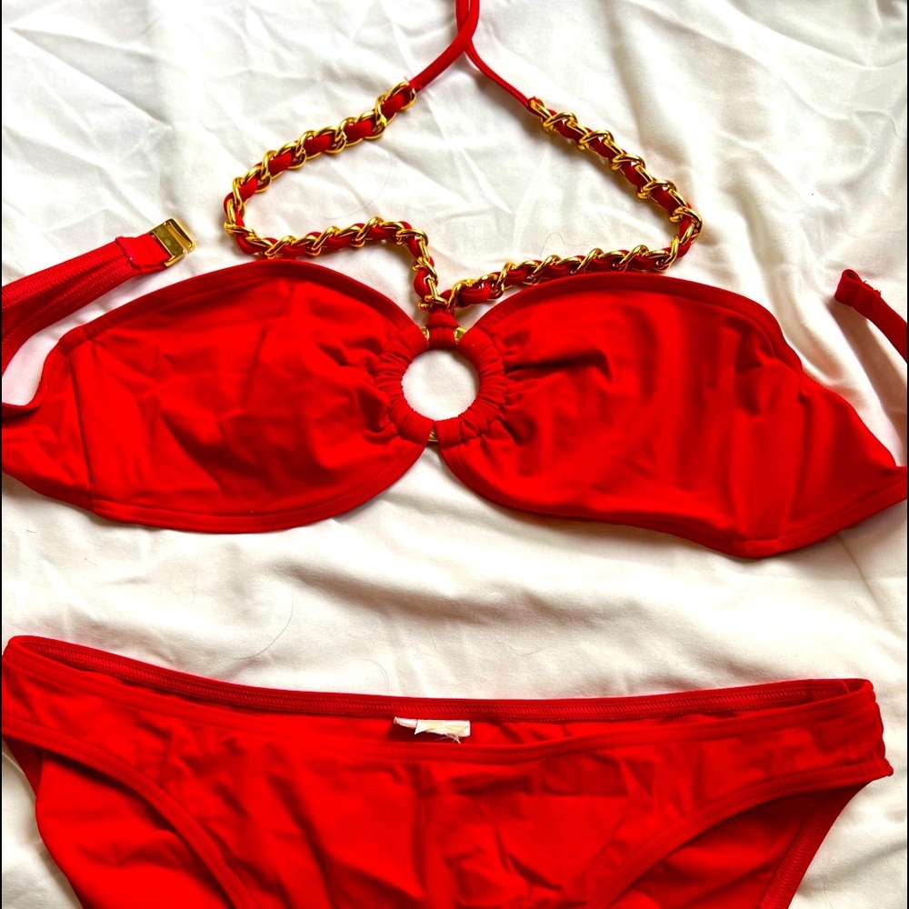 COPY - Michael Kors Red bikini with gold details Sz12